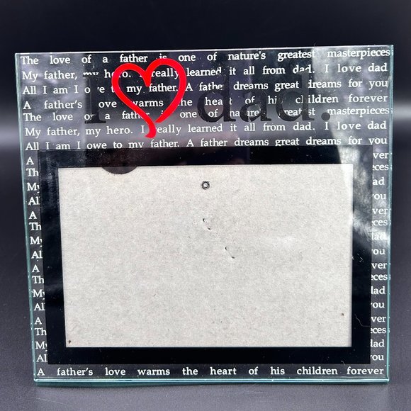 Father's Day I Heart Dad Picture Frame Clear Background w/ Words Free Standing - Picture 1 of 11